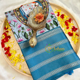 Ramar Blue Pichwai Kalamkari Semi Tussar Saree-VS3153